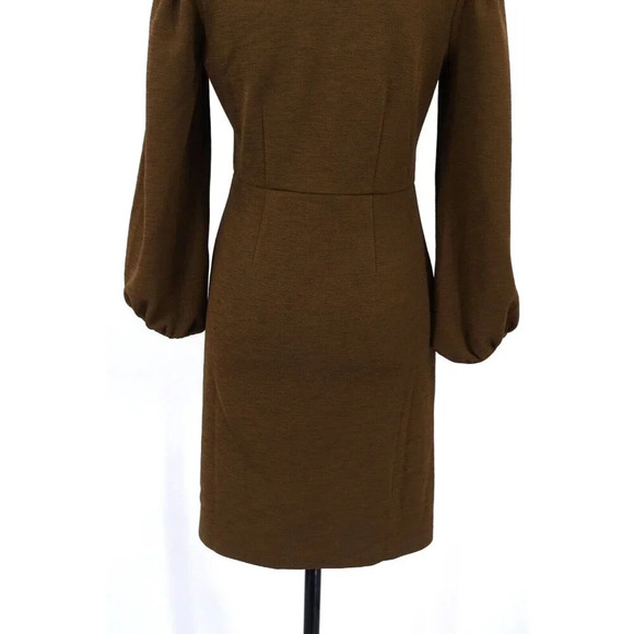 Madewell New Texture &‎ Thread Dress Women S Brown Button Crepe Balloon Sleeve - Picture 7 of 8